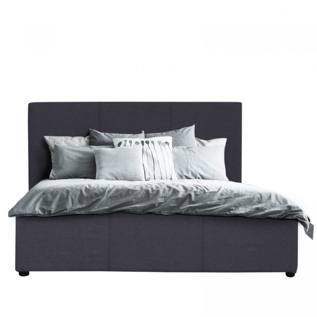 Luxury Gas Lift Bed Frame Base And Headboard Storage Single Charcoal - Plywood Image 8