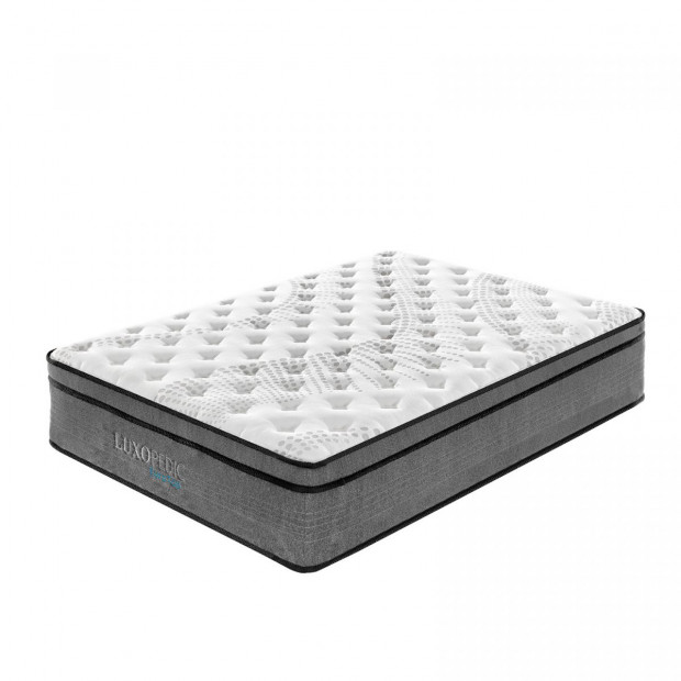 Luxopedic Pocket Spring Mattress 32CM Euro Top Double - White Grey Image 4