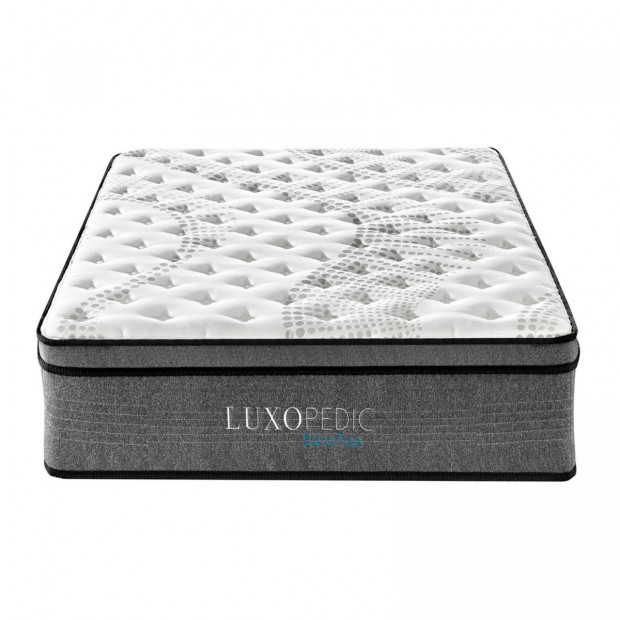 Luxopedic Pocket Spring Mattress 32CM Euro Top Double - White Grey Image 5