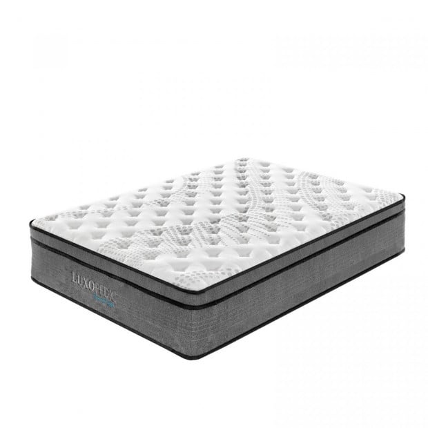 Pocket Spring Mattress 5 Zone 32CM Euro Top -Queen White Grey