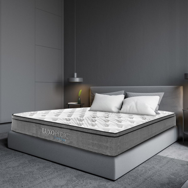 Pocket Spring Mattress 5 Zone 32CM Euro Top King  White  Grey Image 2