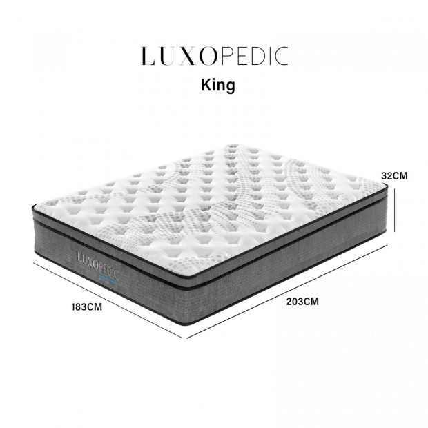 Pocket Spring Mattress 5 Zone 32CM Euro Top King  White  Grey Image 3