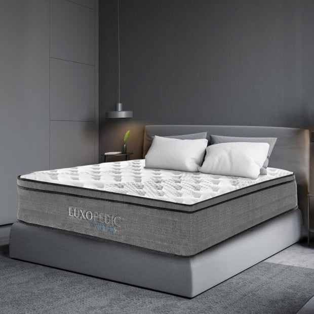 Pocket Spring Mattress 5 Zone 32CM Euro - King Single - White Grey Image 2