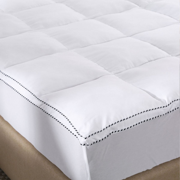 1000GSM Luxury Bamboo Fabric Gusset Mattress Topper Cover Double White Image 2