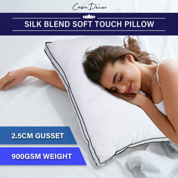 Silk Blend Pillow Hypoallergenic Gusset Cotton Cover Single Pack