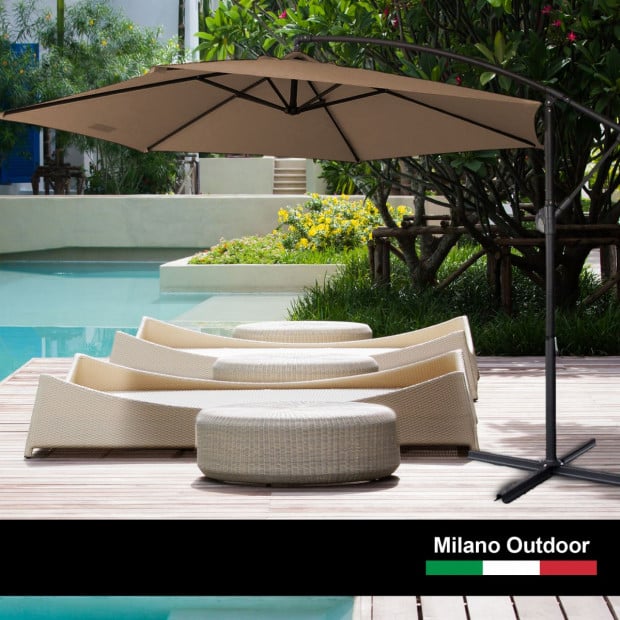Milano 3M Outdoor Umbrella Cantilever Cover Patio Garden Shade - Latte Image 2