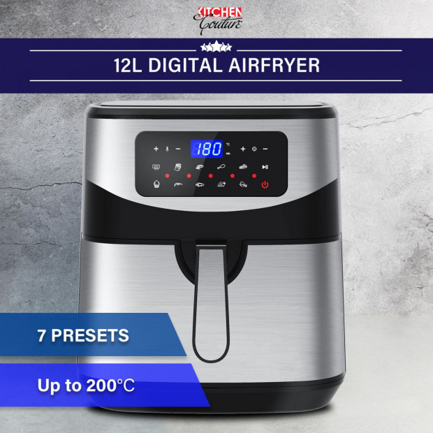 Kitchen Couture 12 Litre Air Fryer Multifunctional LCD Display Silver Image 2