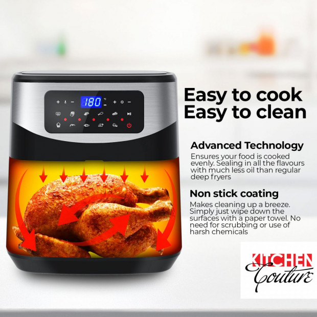 Kitchen Couture 12 Litre Air Fryer Multifunctional LCD Display Silver Image 4