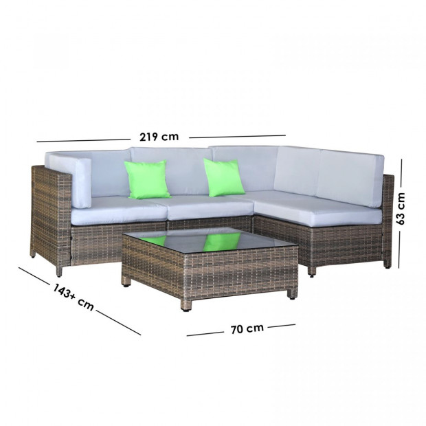 Milano Decor 5 Piece Outdoor Sofa Set Rattan Oatmeal Black Patio Image 4