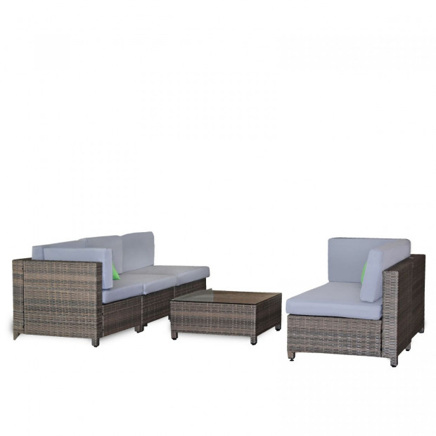 Milano Decor 5 Piece Outdoor Sofa Set Rattan Oatmeal Black Patio Image 5