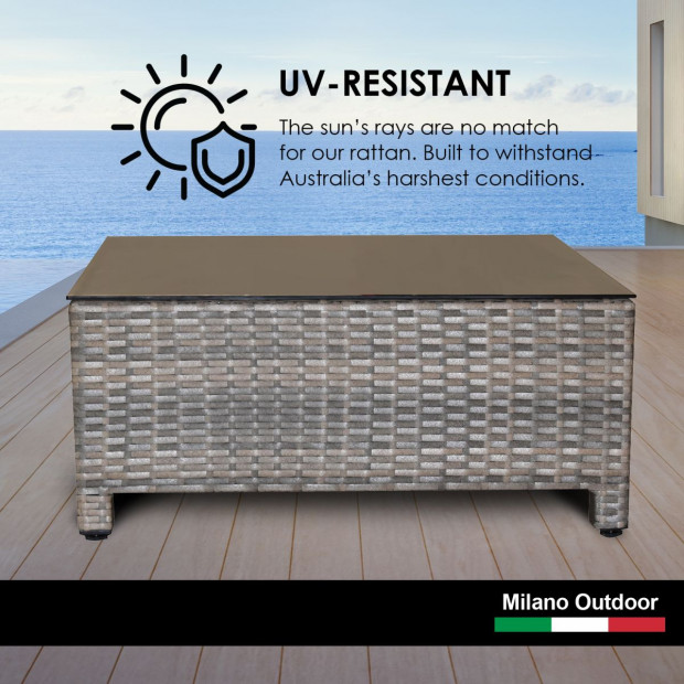 Milano Decor 5 Piece Outdoor Sofa Set Rattan Oatmeal Black Patio Image 9