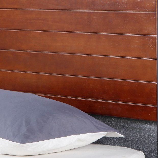 Bed Frame With Headboard Black Wood Steel Platform Bed Single Image 6