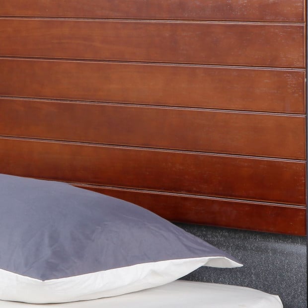 Bed Frame With Headboard Black Wood Steel Platform Bed Queen Image 6