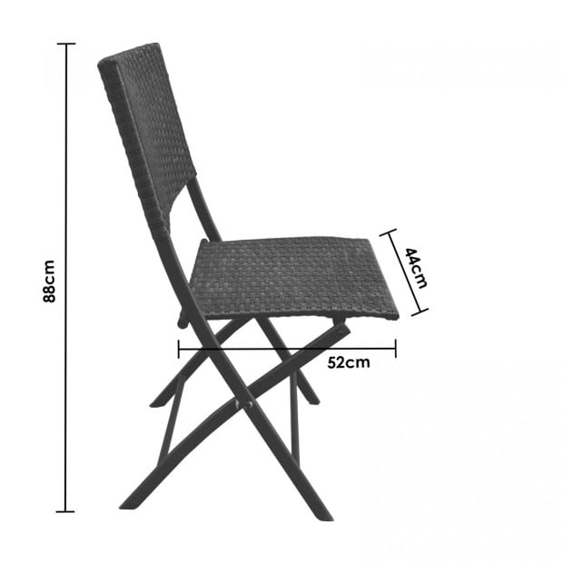 Furniture Outdoor 3 Piece Foldable Rattan Coffee Table Set - Black Image 4