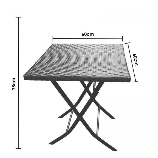 Furniture Outdoor 3 Piece Foldable Rattan Coffee Table Set - Black Image 5