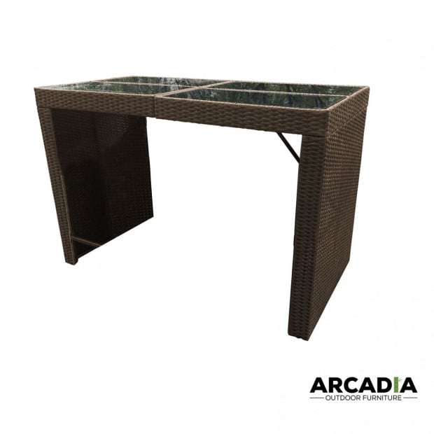 Furniture Outdoor 5 Piece Bar Table Set Rattan Oatmeal and Grey Image 6