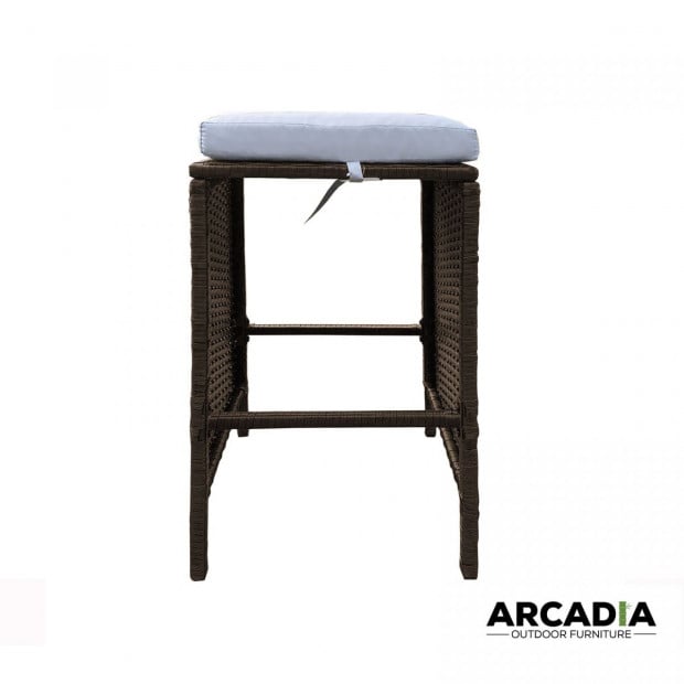 Furniture Outdoor 5 Piece Bar Table Set Rattan Oatmeal and Grey Image 7