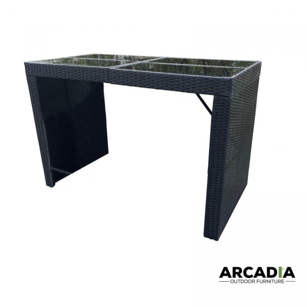 Furniture Outdoor 5 Piece Bar Table Set Rattan - Black and Grey Image 6