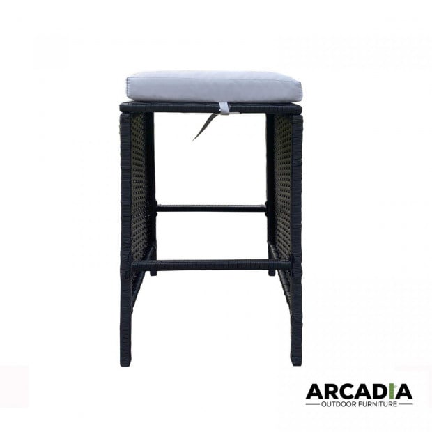 Furniture Outdoor 5 Piece Bar Table Set Rattan - Black and Grey Image 7