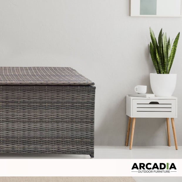 Arcadia Outdoor Rattan Storage Box Garden UV Resistant Oatmeal Image 3