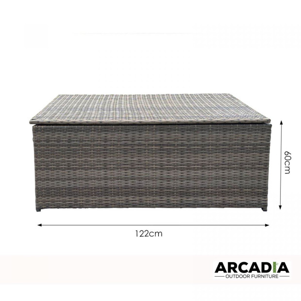 Arcadia Outdoor Rattan Storage Box Garden UV Resistant Oatmeal Image 4