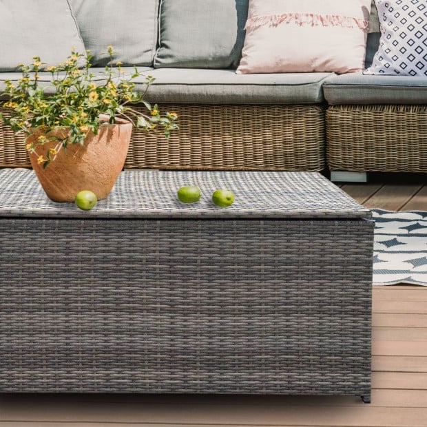 Arcadia Outdoor Rattan Storage Box Garden UV Resistant Oatmeal Image 5