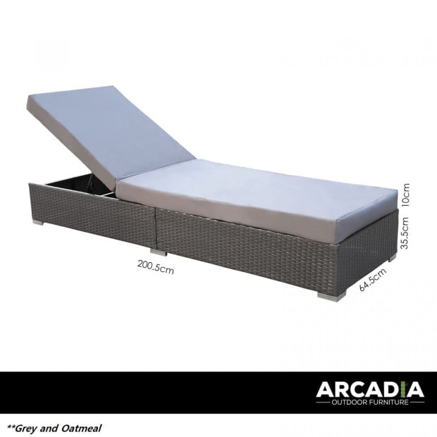 Furniture Outdoor 3 Piece Sunlounge Set Rattan - Black and Grey Image 5