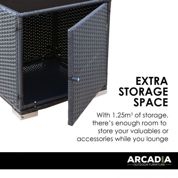 Furniture Outdoor 3 Piece Sunlounge Set Rattan - Black and Grey Image 7