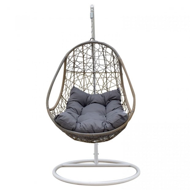 Furniture Rocking Egg Chair Swing Lounge Hammock - Oatmeal and Grey Image 4