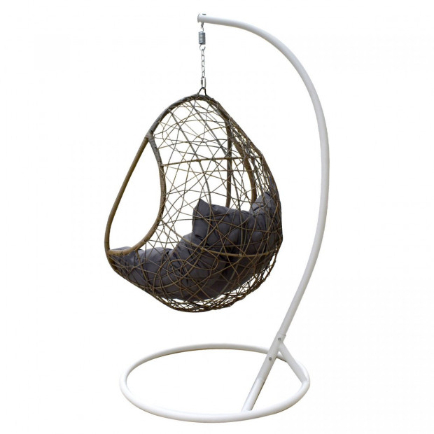 Furniture Rocking Egg Chair Swing Lounge Hammock - Oatmeal and Grey Image 5