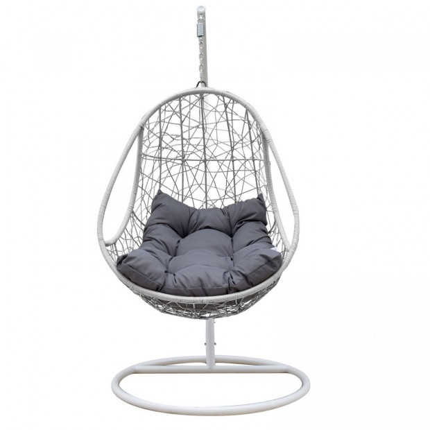 Furniture Rocking Egg Chair Swing Lounge Hammock - Black and Grey Image 4