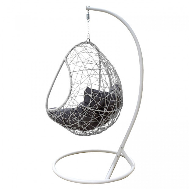 Furniture Rocking Egg Chair Swing Lounge Hammock - Black and Grey Image 5
