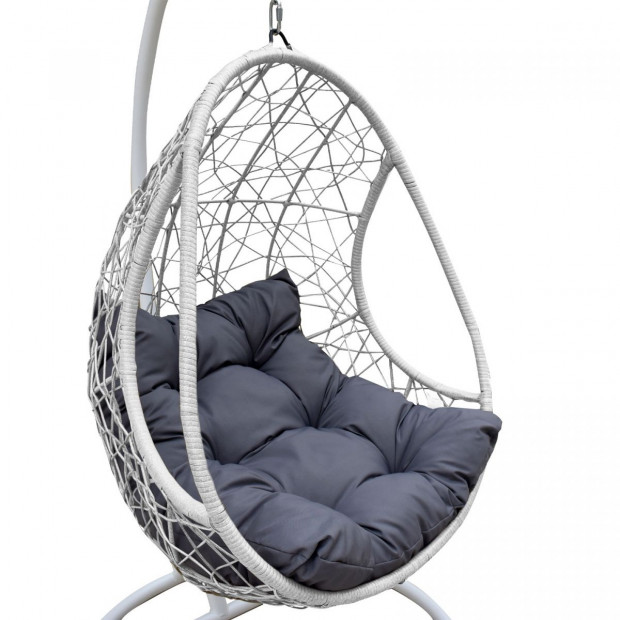 Furniture Rocking Egg Chair Swing Lounge Hammock - Black and Grey Image 6
