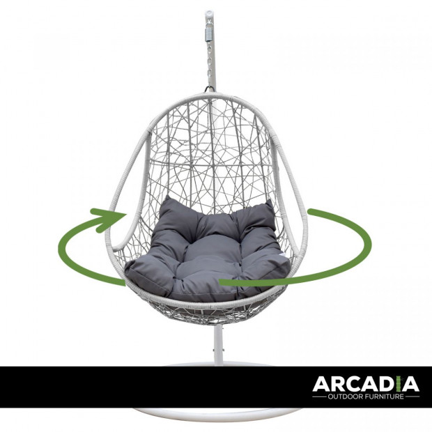 Furniture Rocking Egg Chair Swing Lounge Hammock - Black and Grey Image 7