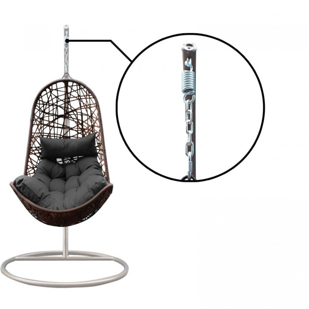 Furniture Hanging Basket Egg Chair Outdoor Wicker  Oatmeal and Grey Image 10