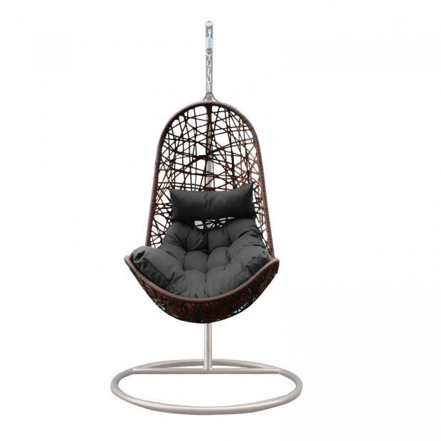 Furniture Hanging Basket Egg Chair Outdoor Wicker  Oatmeal and Grey Image 4