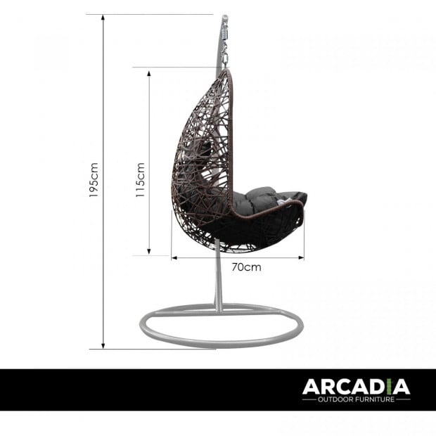 Furniture Hanging Basket Egg Chair Outdoor Wicker  Oatmeal and Grey Image 6