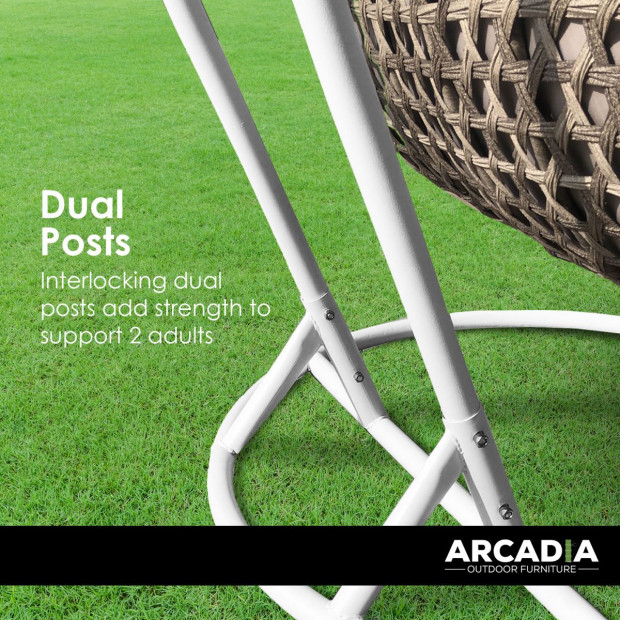 Furniture 2 Seater Rocking Egg Chair Outdoor Wicker - Oatmeal and Grey Image 5