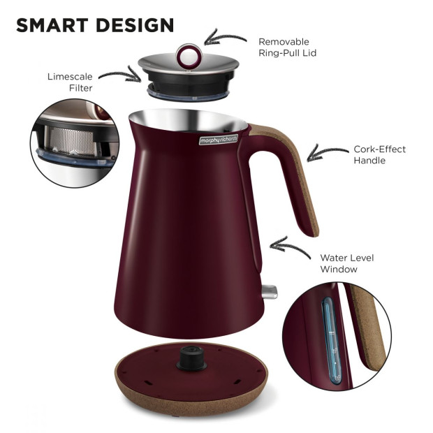 Morphy Richards 1.5L Aspect Kettle Maroon & Cork
