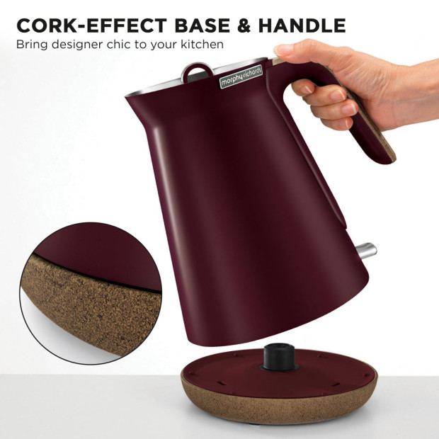 Morphy Richards 1.5L Aspect Kettle Maroon & Cork