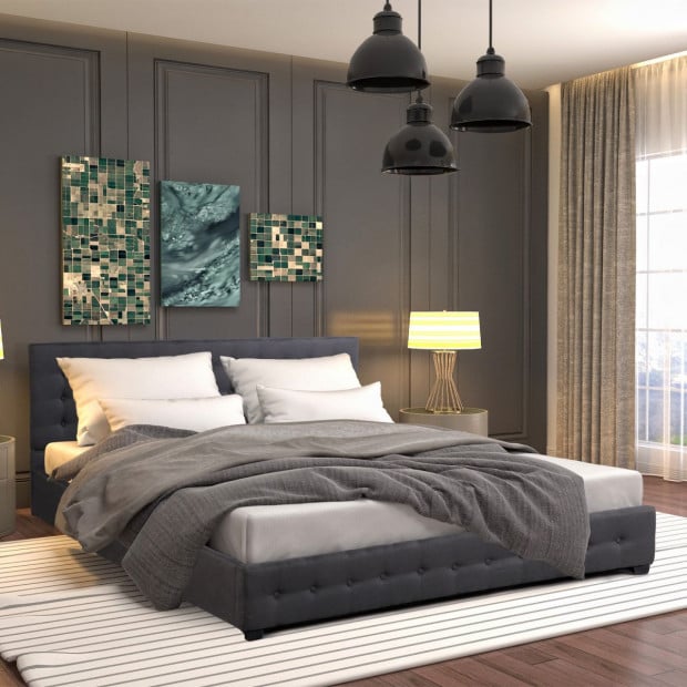 Milano Eden Gas Lift Bed With Headboard Dark Grey Fabric- King Single Image 2