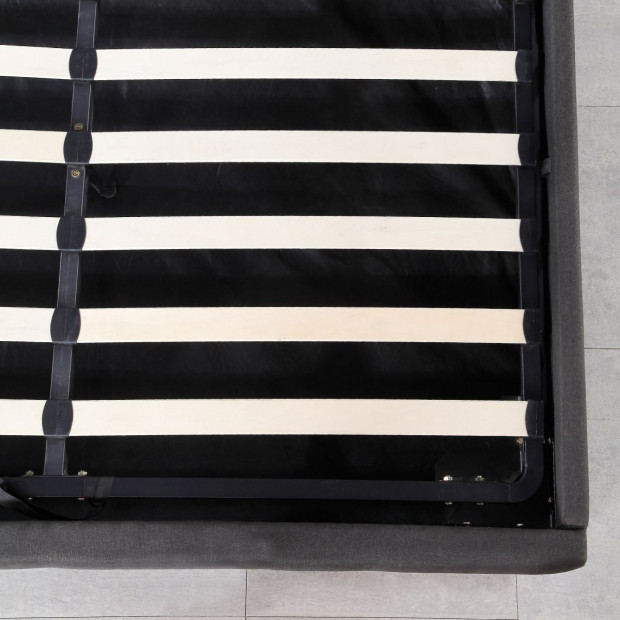 Gas Lift Bed With Headboard Platform Storage Dark Grey Fabric - Double Image 7