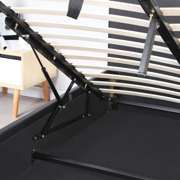 Luxury Gas Lift Bed Frame Headboard Double- Black Image 4