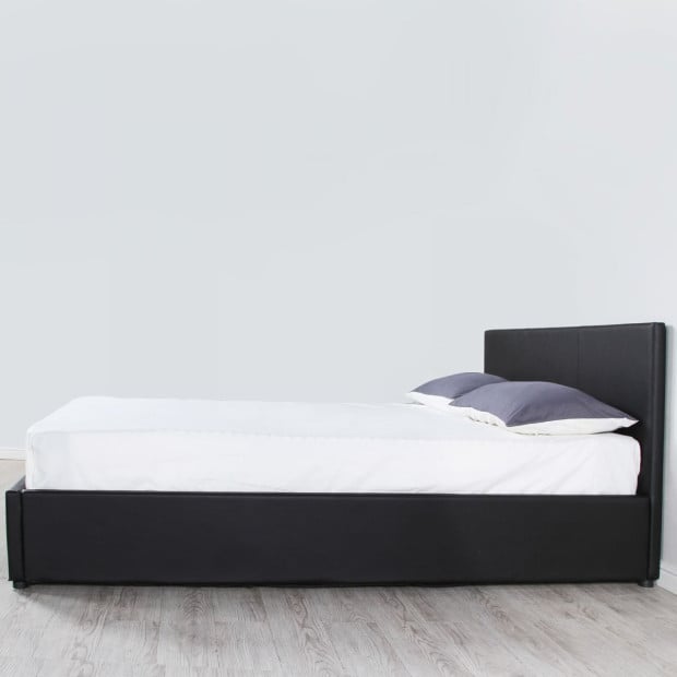 Luxury Gas Lift Bed Frame Headboard Double- Black Image 6