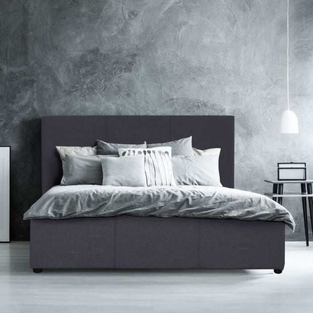 Luxury Gas Lift Bed Frame And Headboard Queen - Dark Grey Image 3