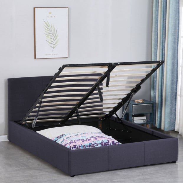Luxury Gas Lift Bed Frame And Headboard Queen - Dark Grey Image 5