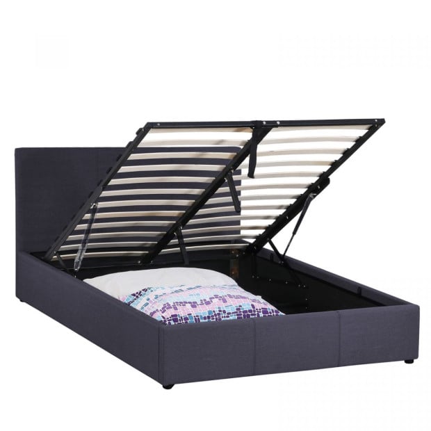 Luxury Gas Lift Bed Frame And Headboard Queen - Dark Grey Image 6