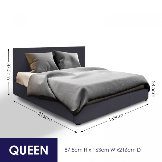 Luxury Gas Lift Bed Frame And Headboard Queen - Dark Grey Image 7