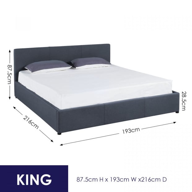 Luxury Gas Lift Bed Frame And Headboard King - Dark Grey Image 7
