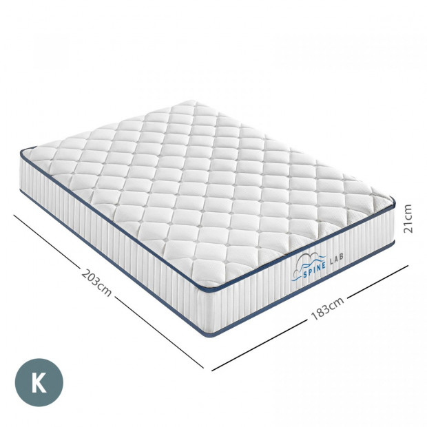 Spine-Lab Mattress 5 Zone 21cm Medium Firm Foam - King - White Image 3